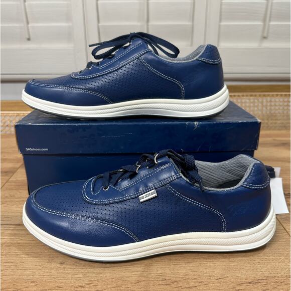 SAS Women's Sporty Lux Lace Up Sneaker Blue Perf Leather Size 10 Wide NIB Comfy - Picture 3 of 14